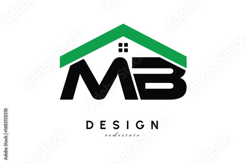 MB Letter Logo – Green Roof House Monogram for Real Estate & Home Branding