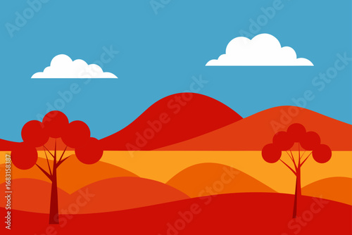 outback landscape in australia with red earth  euc