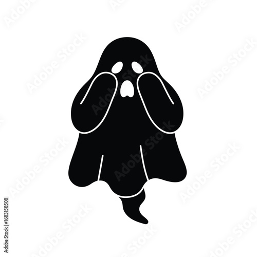 Ghost covering face scared icon halloween scary
