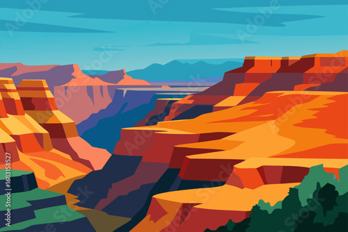 grand canyon panorama at midday  showcasing its va