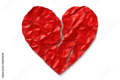 Wallpaper Mural Crumpled crimson heart fragmenting against transparent surface, symbolizing emotional pain and relationship dissolution Torontodigital.ca