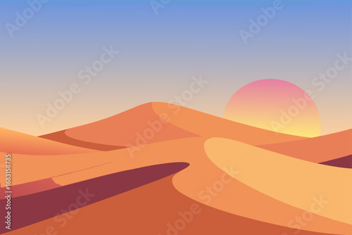 desert dunes at sunrise  with soft shadows and a g