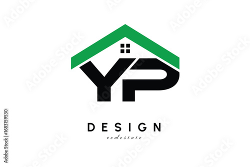 YP Letter Logo – Green Roof House Monogram for Real Estate & Home Branding