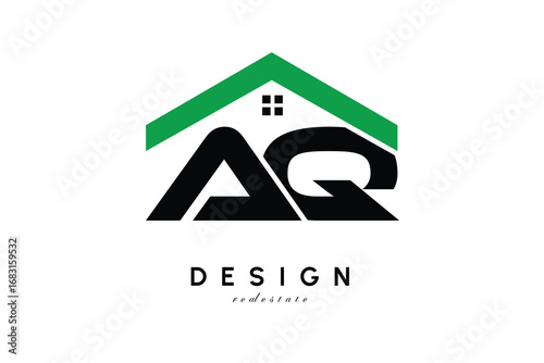 AQ Letter Logo – Green Roof House Monogram for Real Estate & Home Branding