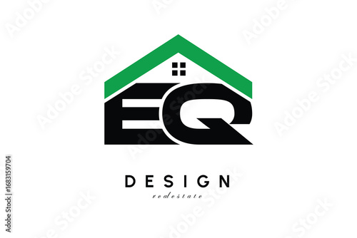EQ Letter Logo – Green Roof House Monogram for Real Estate & Home Branding