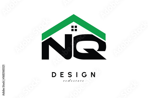 NQ Letter Logo – Green Roof House Monogram for Real Estate & Home Branding