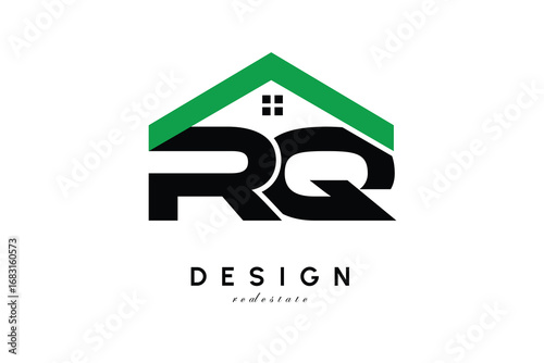 RQ Letter Logo – Green Roof House Monogram for Real Estate & Home Branding