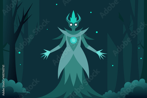 an ethereal spirit guardian protecting an ancient 
