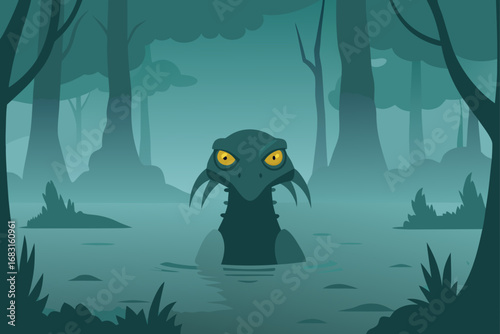 a fantastical creature lurking in the depths of a 