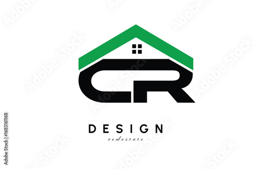 CR Letter Logo – Green Roof House Monogram for Real Estate & Home Branding