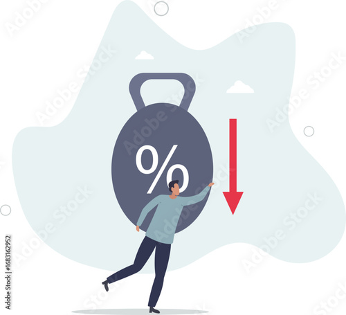 Debt burden risk from high interest rate, FED or federal reserved rate hike cause heavy loan or mortgage payment, economic recession concept.life and employment of people.