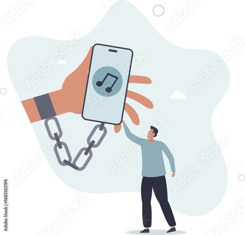 Nomophobia or no mobile phone phobia, smartphone and social media addicted or fear of missing out concept.life and employment of people.