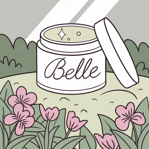 vector illustration of a watering can with flowers