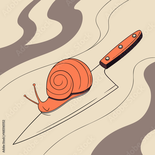 vector art illustration of a snail on a white background