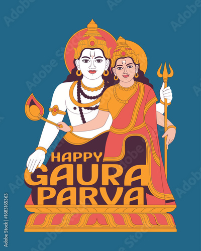 Happy Gaura Parva Festival Celebration in Nepal with Lord Shiva and Goddess Gauri