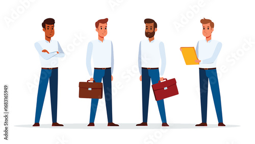 Group of diverse male entrepreneurs vector illustration character set