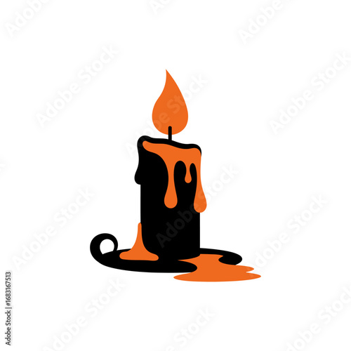 Illustration of a burning candle, a halloween celebration vector illustration featuring a single warm flame