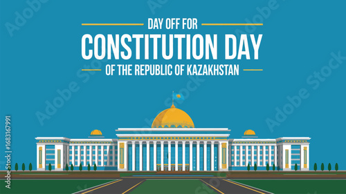 Constitution Day Kazakhstan Vector Illustration with Ak Orda Presidential Palace