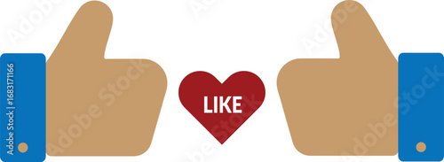 Thumbs Up Like Heart Icon | Social Media Approval Symbol