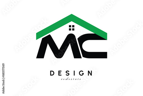 MC Letter Logo – Green Roof House Monogram for Real Estate & Home Branding