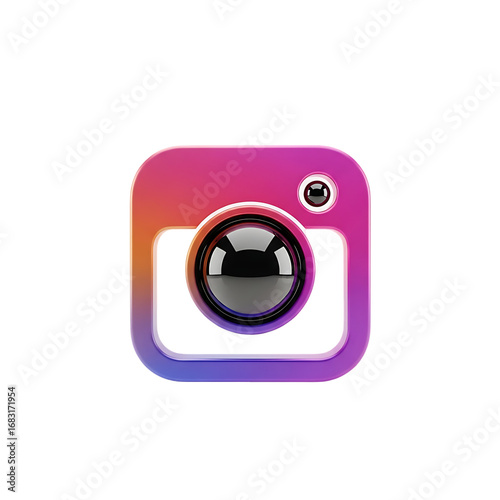 A vibrant, gradient-filled square Instagram logo, featuring a camera icon.