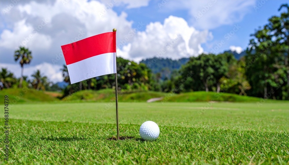 Obraz premium golf ball and flag