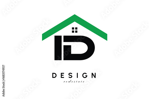 ID Letter Logo – Green Roof House Monogram for Real Estate & Home Branding