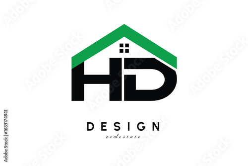 HD Letter Logo – Green Roof House Monogram for Real Estate & Home Branding