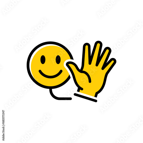 A happy yellow cartoon emoticon with a big smile is an iconic symbol of happiness and fun