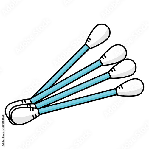 cotton swab ear cleaning tool flat color vector illustration template design