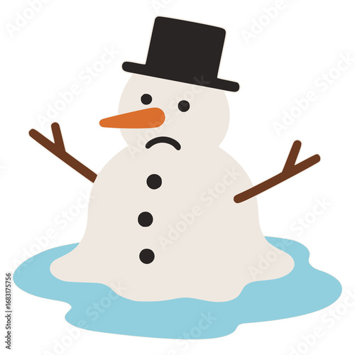 melting snowman holiday flat color vector illustration template design