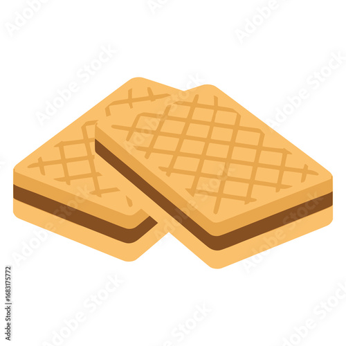 wafers biscuit snack flat color vector illustration template design