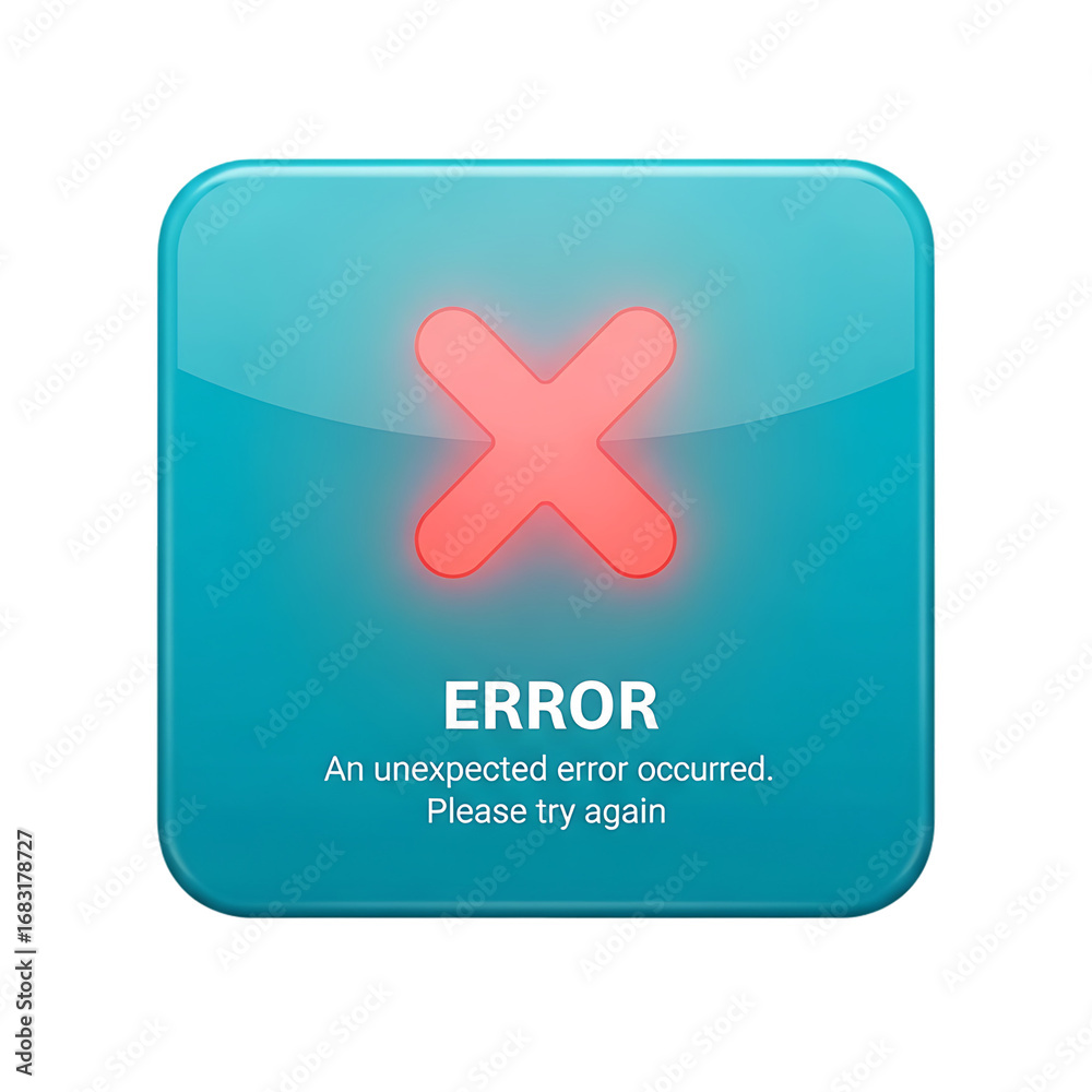 Obraz premium A teal square button displaying a red 