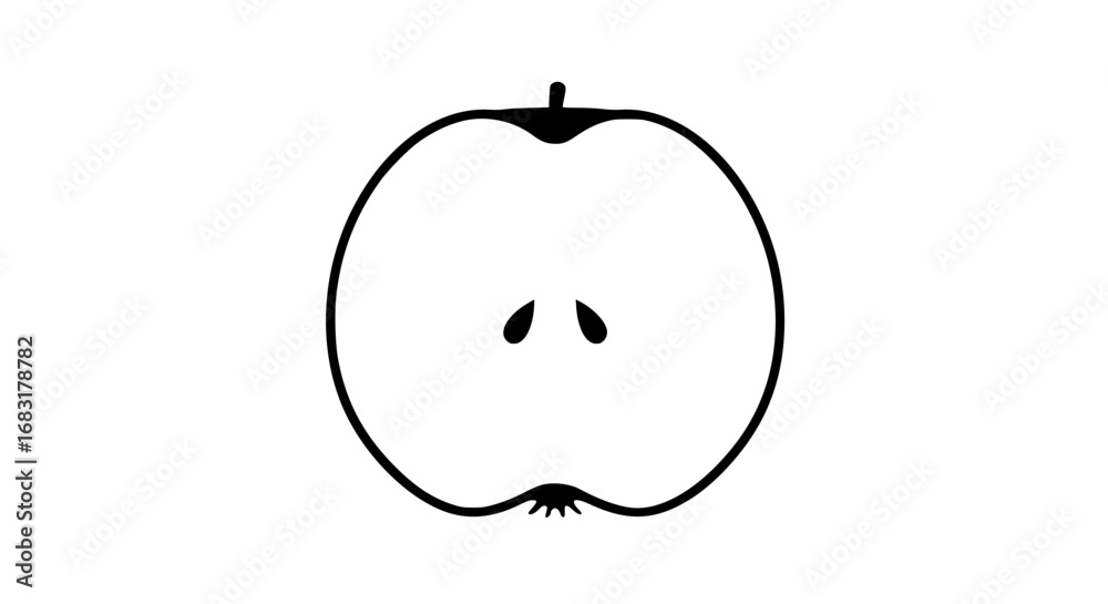 Obraz premium Apple half section black white icon