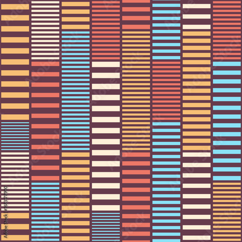 Seamless vector pattern with stripes. Vector color striped background. Regularly repeating short stripes. Pattern design for cloth, textile, background.