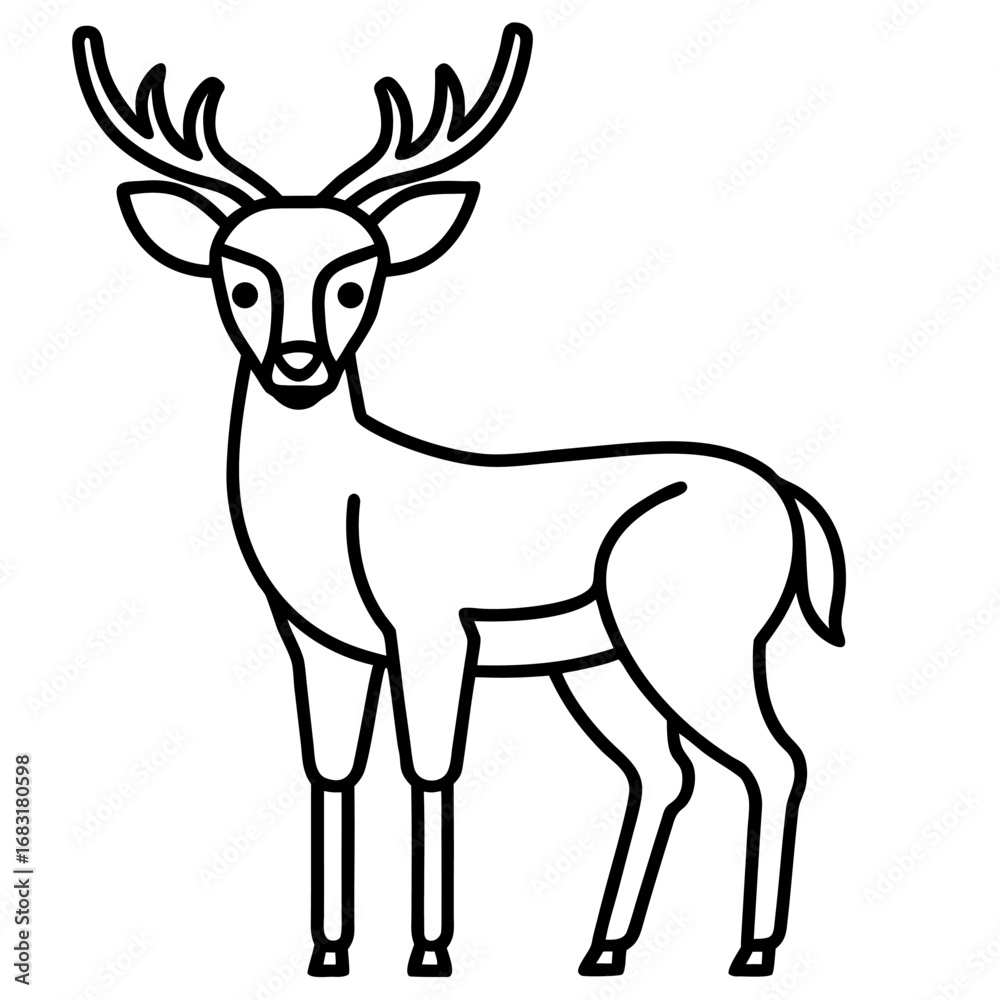 Fototapeta premium Minimalist line art of a woodland deer in clean design