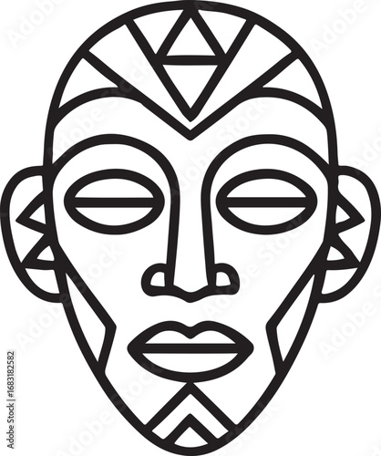 Tribal african mask illustration isolated on white background