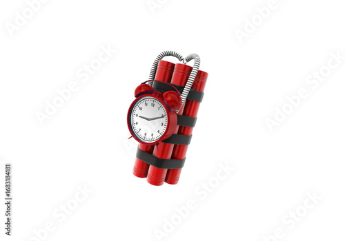 Red dynamite clock bomb png on transparent background