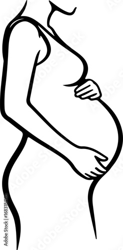 Wallpaper Mural Pregnant woman s body outline holding her baby bump silhouette Torontodigital.ca