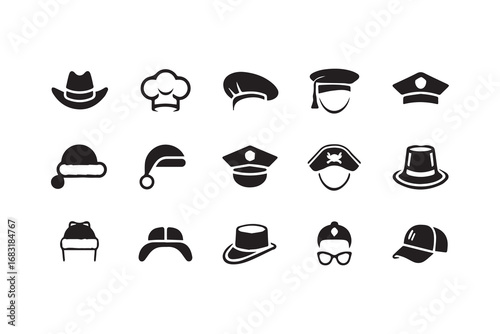 hats and headgear items icons vector