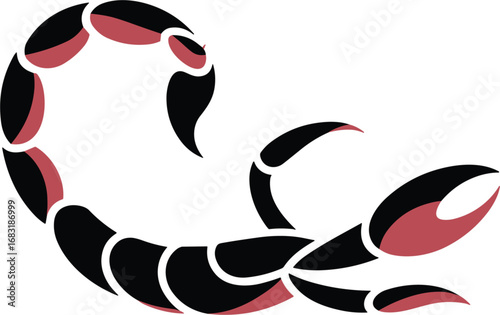 Scorpion Silhouette Vector Illustration with Claws on Transparent BG