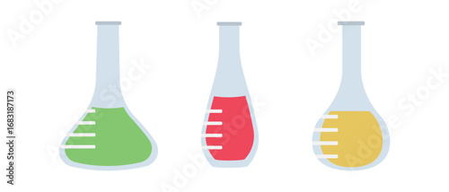 Laboratory medical experiment tools isolated set. Laboratory flasks, flasks for analysis, experiments.