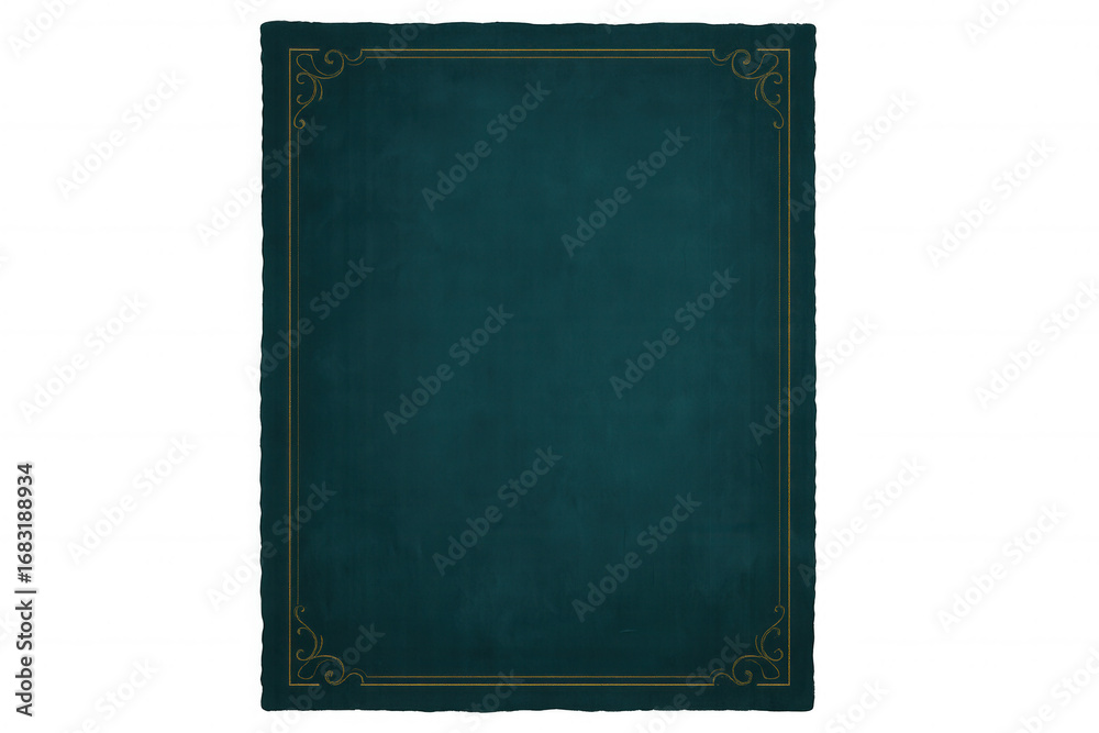 Fototapeta premium Elegant dark teal green textured backdrop with ornate gold borders, adding sophistication to any project