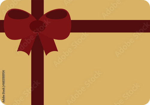 Golden Gift Card with Red Ribbon Graphic