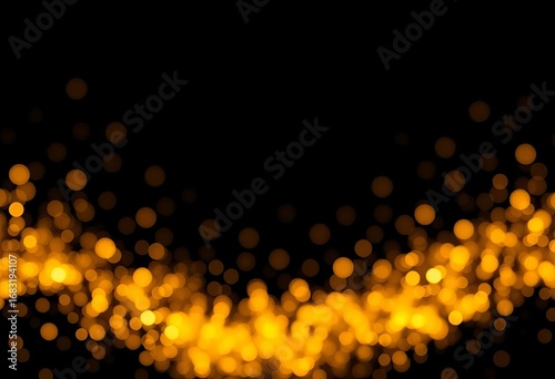Dark abstract background overlaid with dense golden glitter bokeh sparkles,  design,  sparkle