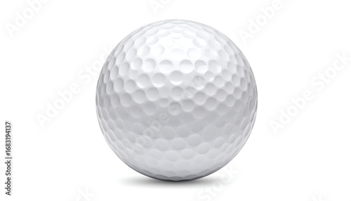 A single white golf ball against a plain white background.  A perfect sphere
