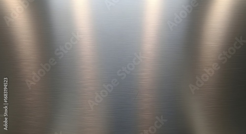 Brushed metal texture background with soft light reflections, modern industrial surface
