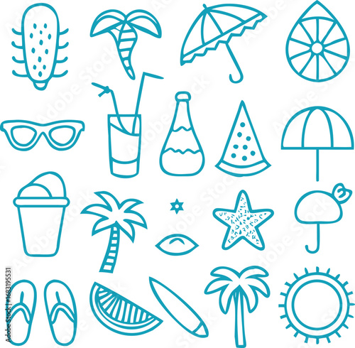 Summer vectors icon, Summer vectors set eps files