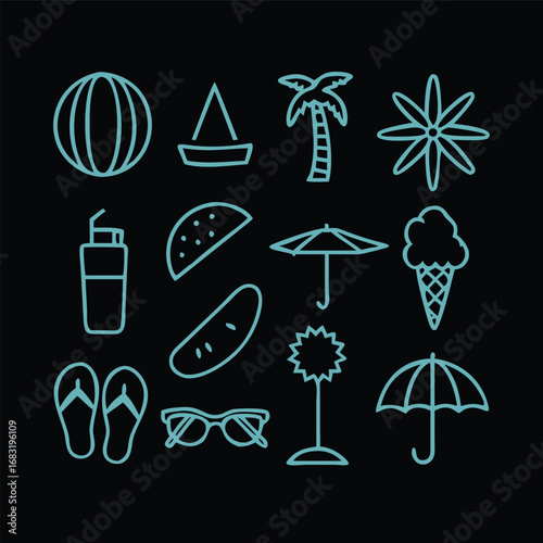 Summer vectors icon, Summer vectors set eps files