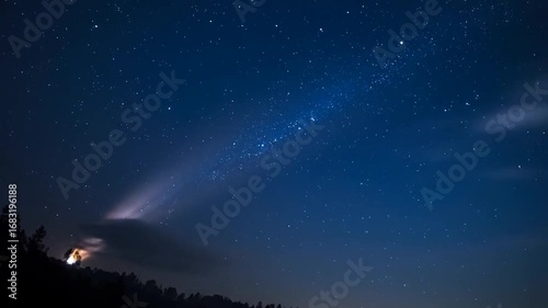 A comet streaking across the night sky.